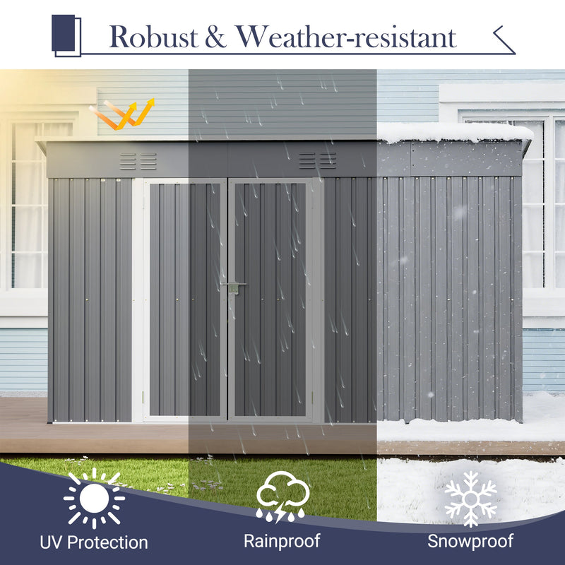 10'x4' Outdoor Metal Storage Shed for Garden Tools Lockable Door With Floor Frame by HouseOfZazla