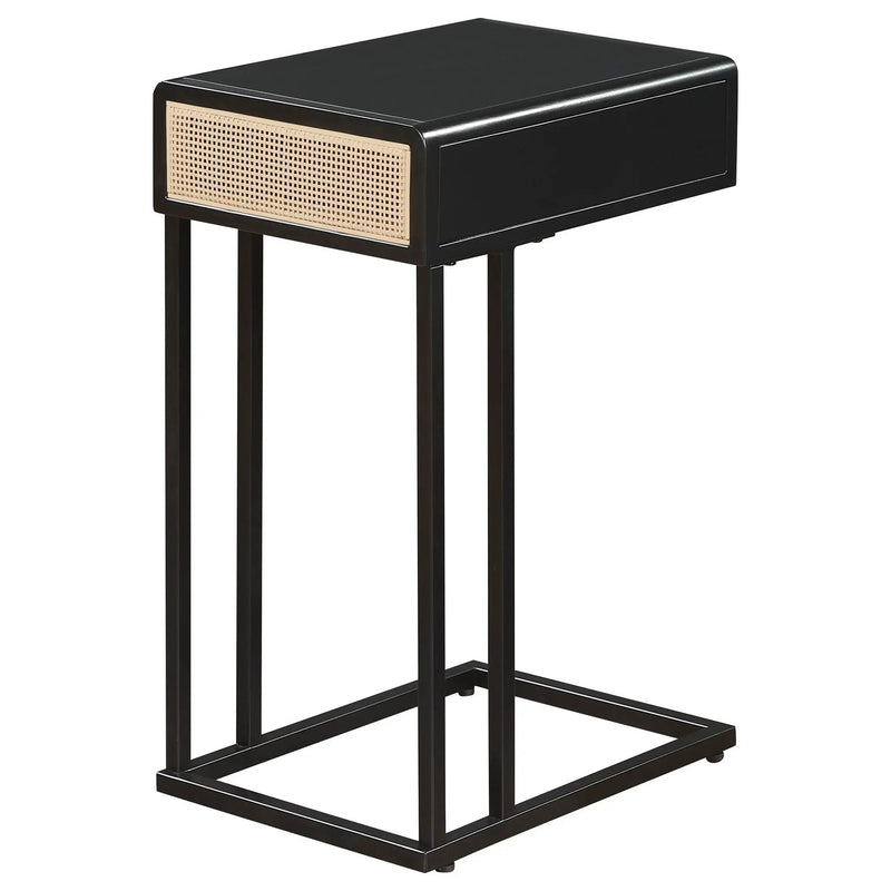 Amherst 1-drawer Radio Weave Cane Metal Side Table Black by Unique Piece Furniture