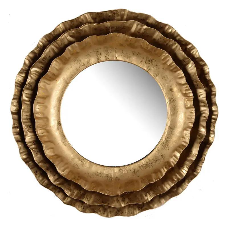 Round Wall Mirror With Metal Frame, Accent Mirror For Living Room - Gold by Unique Piece Furniture