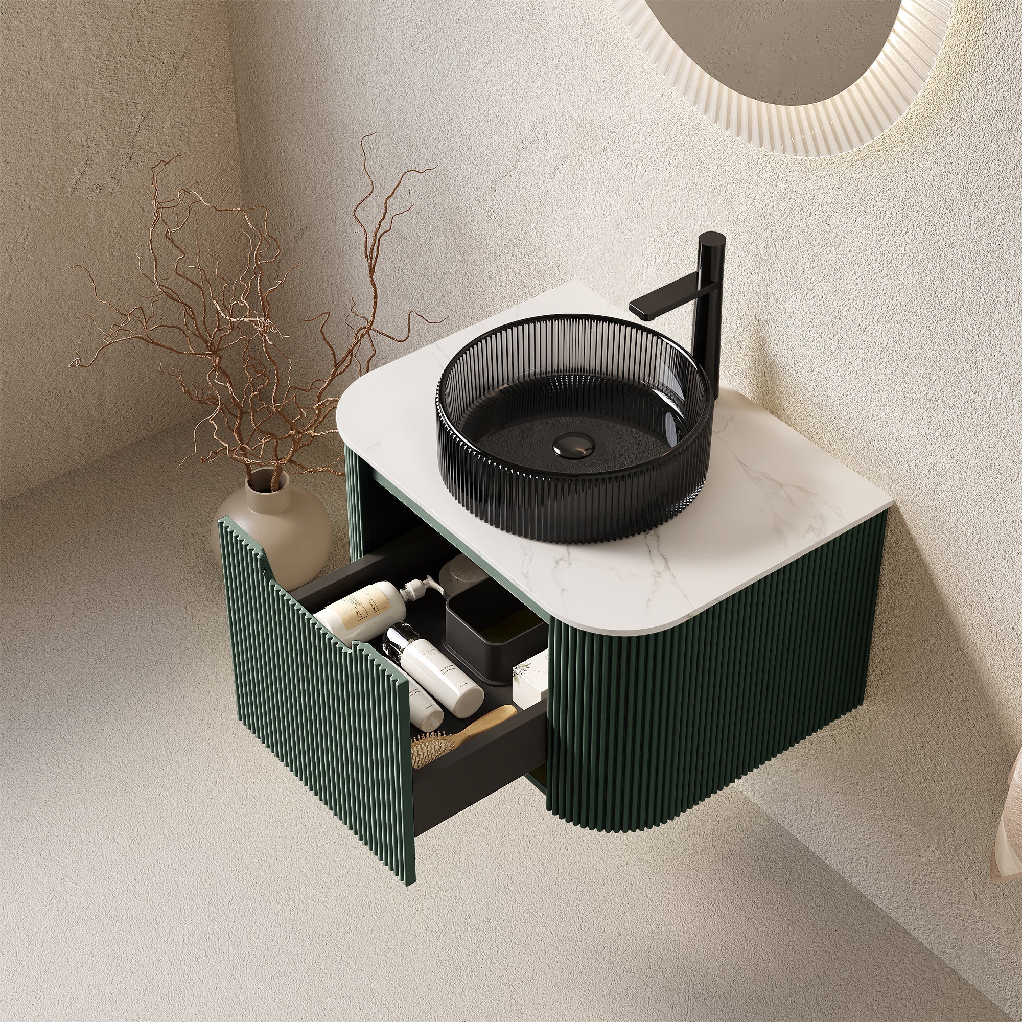 Dina 24" Bathroom Vanity & Sink with Floating Curved Edges by HouseOfZazla