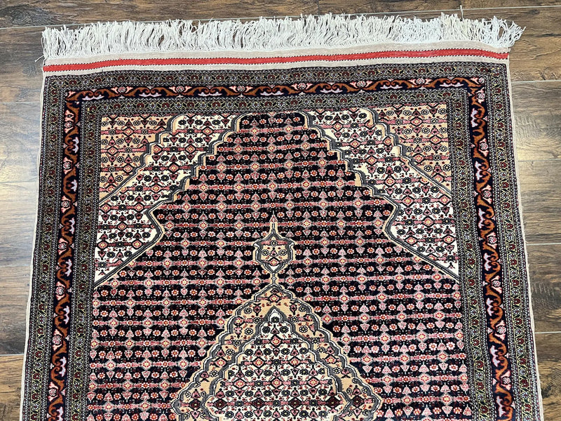Afghan Rug 4x5, Wool with Silk Highlights, Very Fine Hand Knotted Vintage Oriental Carpet, Herati Pattern, Persian Rug, Bidjar Rug, 400 KPSI by Jewel Rugs