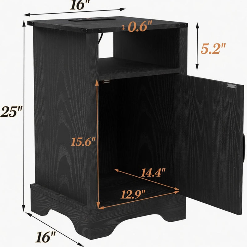 Farmhouse Nightstand, Charging Station & Storage by HouseOfZazla