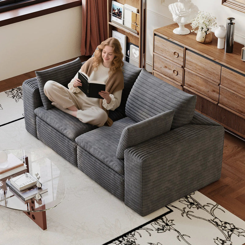 71" Cloud Sofa in Corduroy Fabric by HouseOfZazla