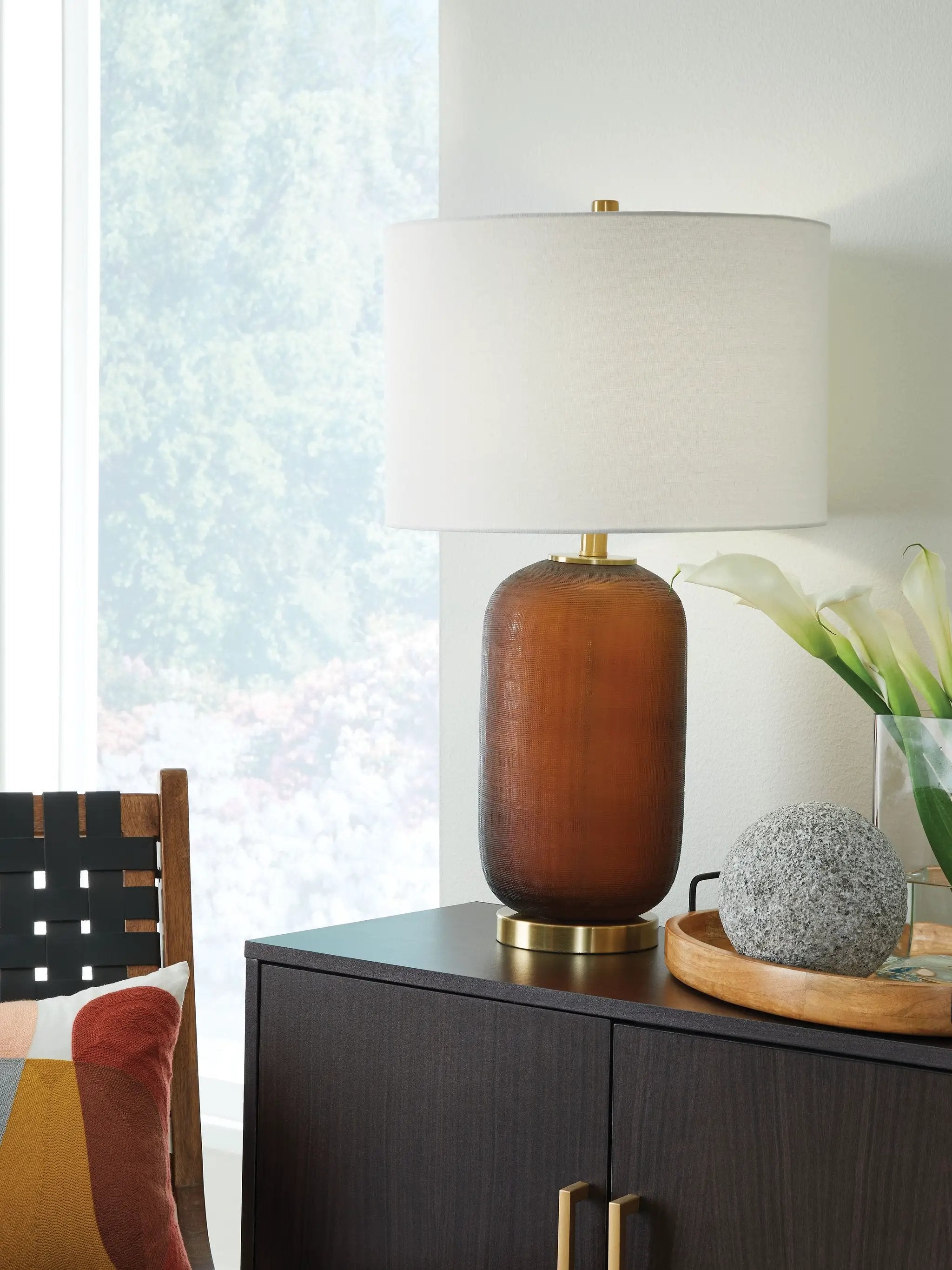 Farberman - Glass Table Lamp - Amber by Unique Piece Furniture
