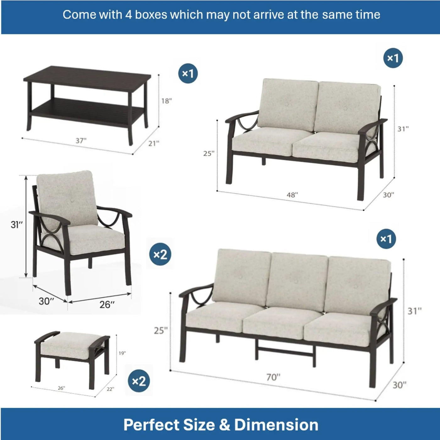 Patio Furniture Set with Coffee Table and Cushions for Backyard by HouseOfZazla