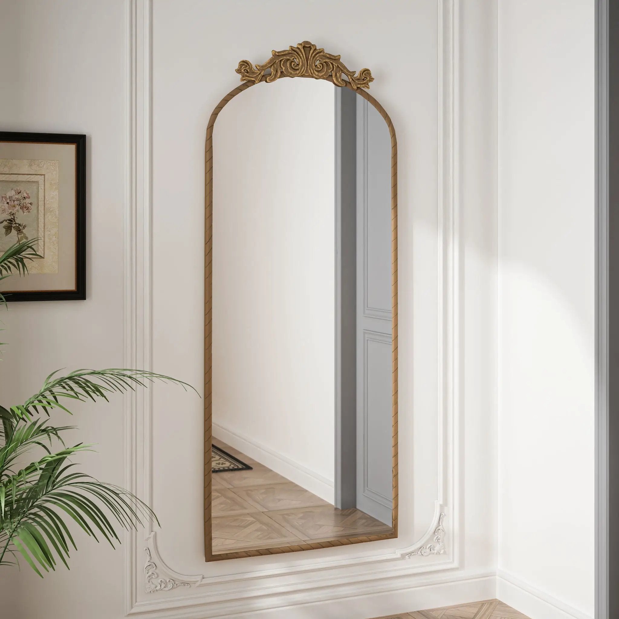 Vintage Arched Full Body Mirror, Wall Mounted For Living Room by Unique Piece Furniture