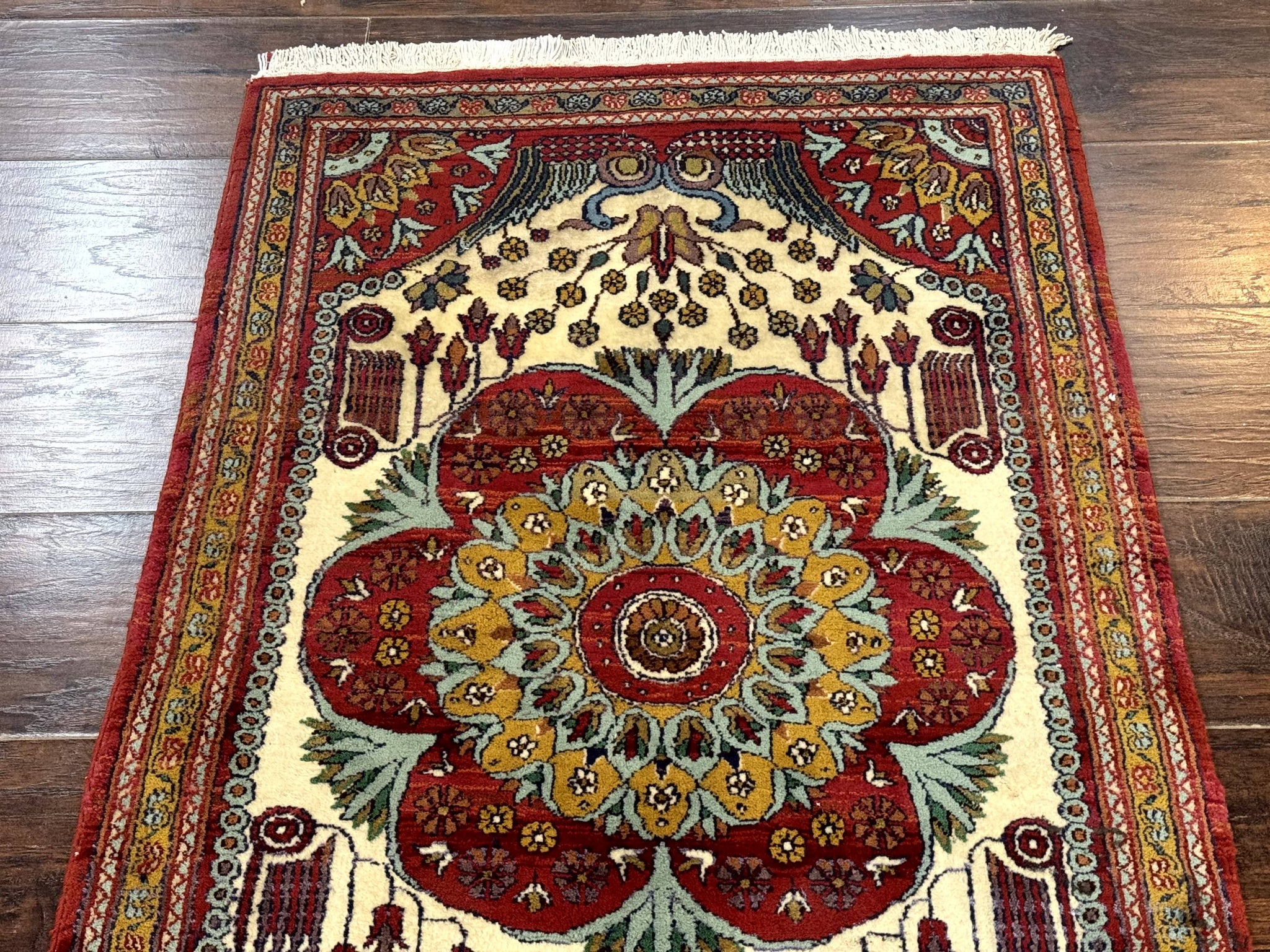 Persian Bijar Rug 2.6 x 4, Antique Carpet, Brick Red and Ivory by Jewel Rugs