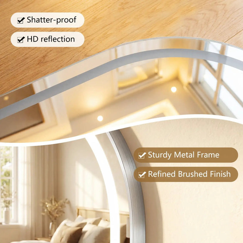 Oval LED Bathroom Mirror 32x20" with Dimming & Defogger by DirectDeals