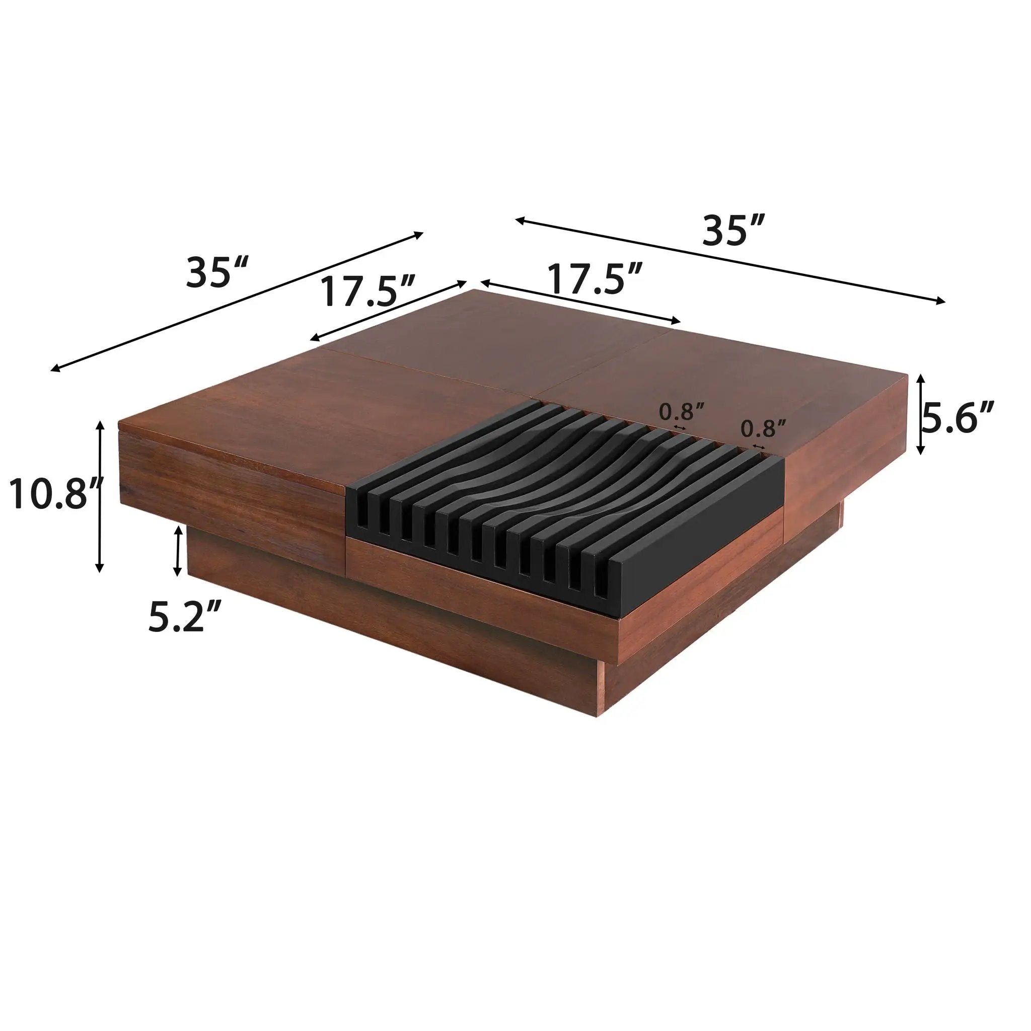 Italian Retro Inspired Acacia Wood Storage Coffee Table - Brown / Black by HouseOfZazla