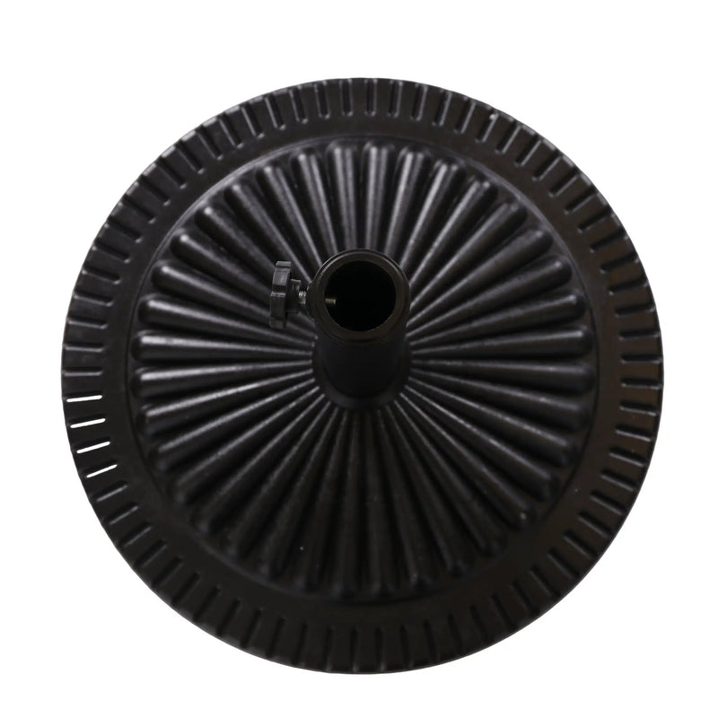 Black Rock Resin Outdoor Umbrella Base with Steel Support in Black Finish by HouseOfZazla