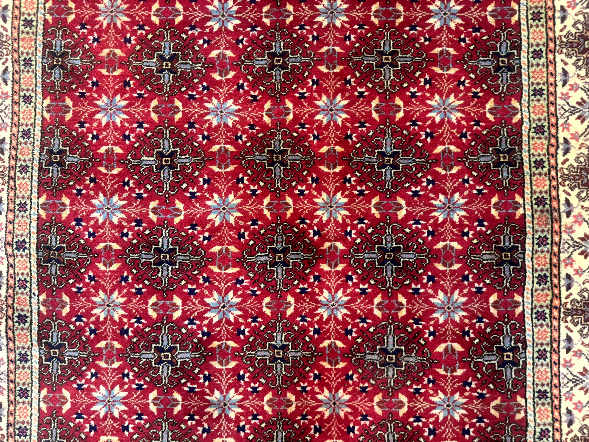 Turkish Sivas Rug 4x6, Red and Cream, Allover Design, Handmade Vintage by Jewel Rugs
