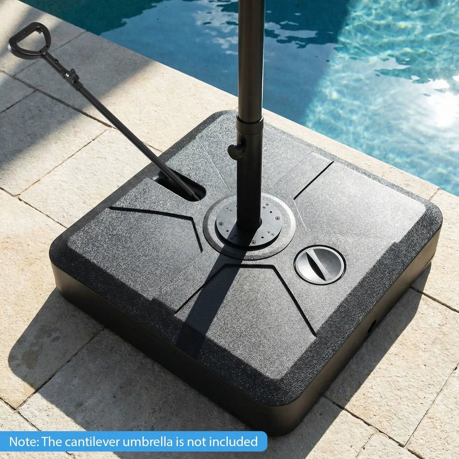 330 lbs Weighted Cantilever Umbrella Base with Wheels and Retractable Pull Rod by DirectDeals