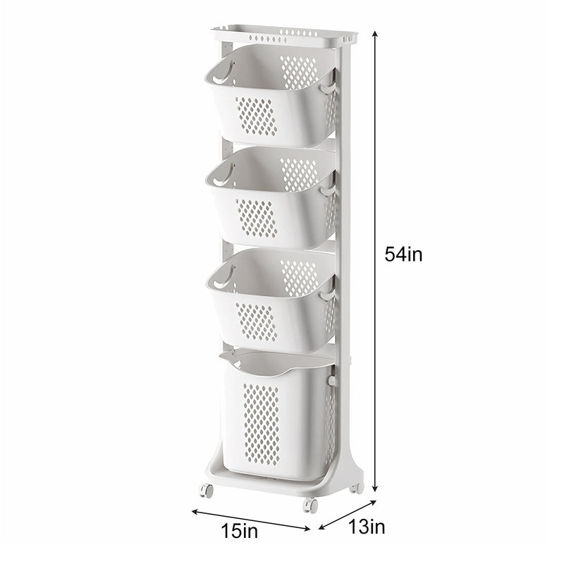 4-Tier Laundry Hamper Sorter with Wheels and Removable Baskets by HouseOfZazla