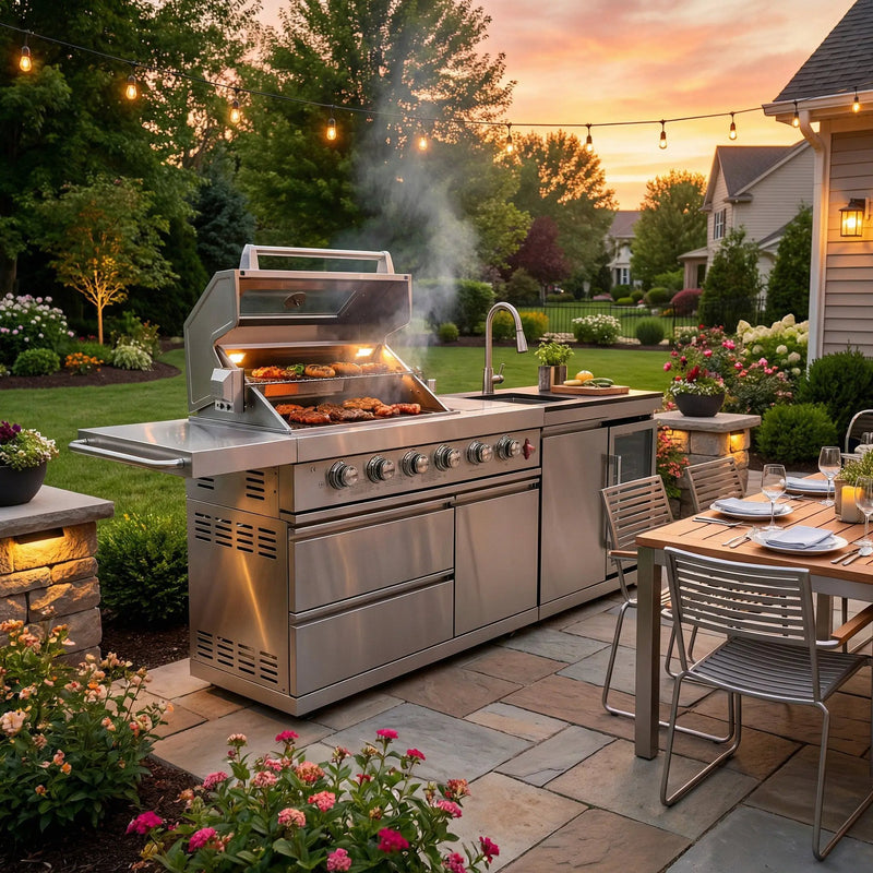 84-Inch Deluxe Stainless Steel Outdoor Kitchen Barbecue Island Grill by HouseOfZazla