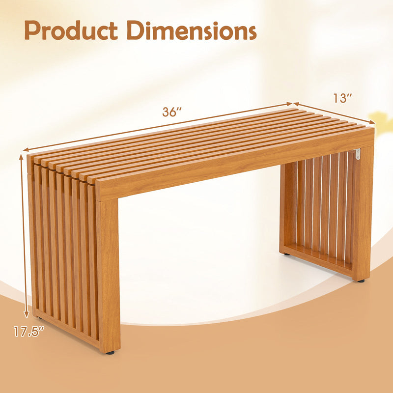 36 Inch Patio Bench All-Slat Acacia Wood Loveseat by DirectDeals