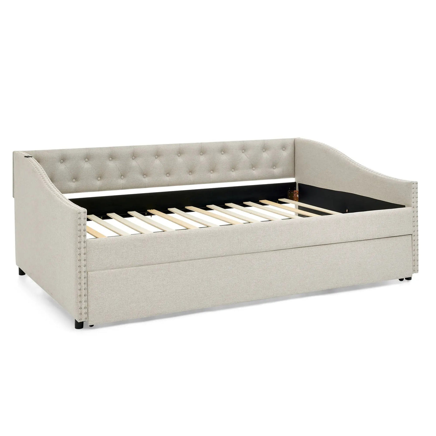 Upholstered Daybed With USB Charging & Pull Out Bed by HouseOfZazla