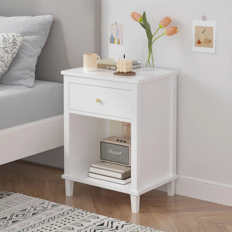 Nightstand & 1 Drawer And 1 Shelf - White by Unique Piece Furniture