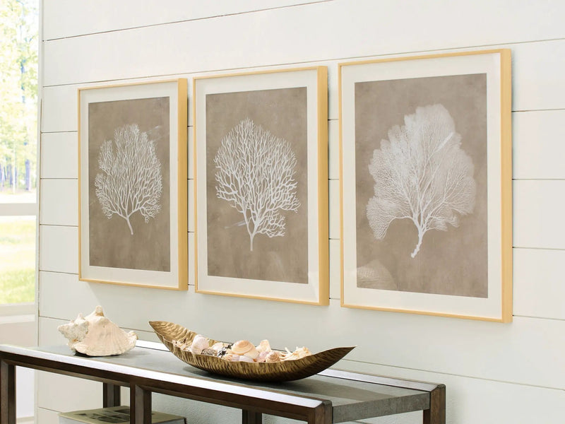 Hendridge - Wall Art Set (Set of 3) - Taupe / White by Unique Piece Furniture