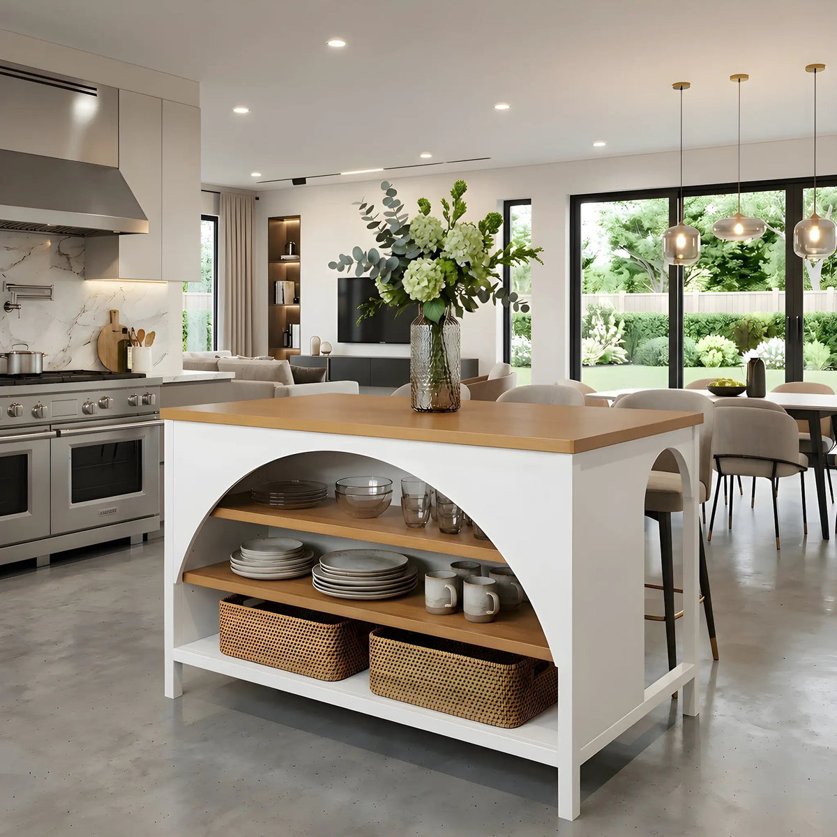 56" Farmhouse Kitchen Island with Open Storage by HouseOfZazla