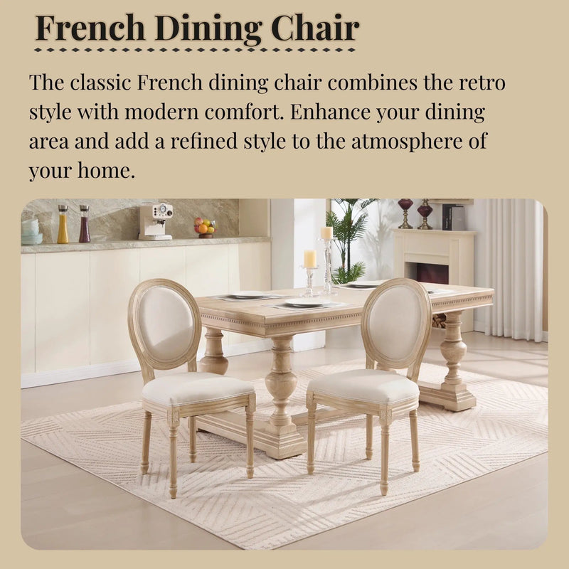 French Country Dining Chairs Set of 2 with Upholstered Round Back by HouseOfZazla