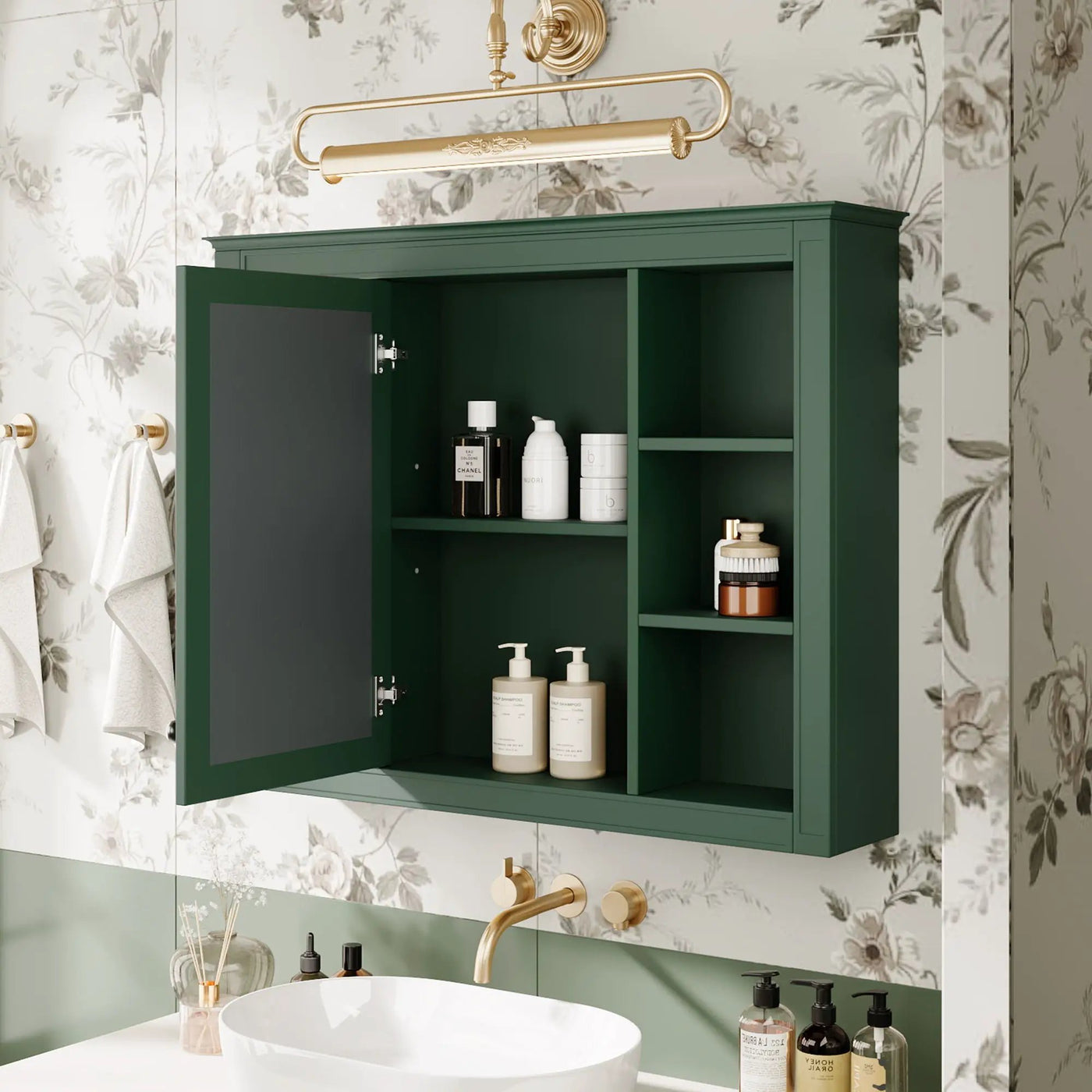 Wall Mounted Medicine Cabinet With Mirror and 6 Open Shelves by HouseOfZazla