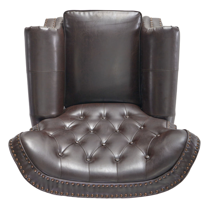 Contemporary Style Push Back Recliner with Button Tufted Stitching and Nailhead Trim by HouseOfZazla