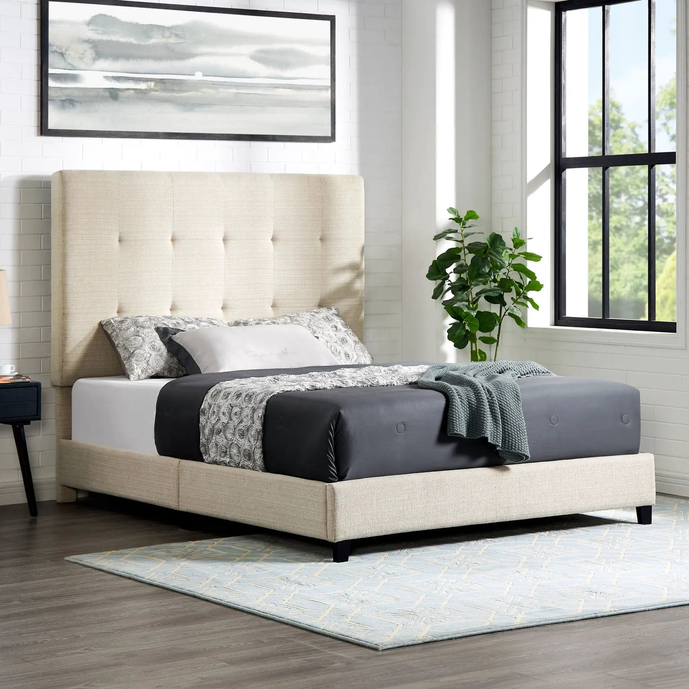 Tufted Upholstered Headboard Platform Bed by HouseOfZazla