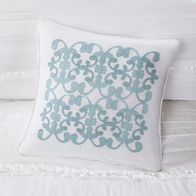 5 Piece Microfiber Ruffled Comforter Set White Queen by HouseOfZazla