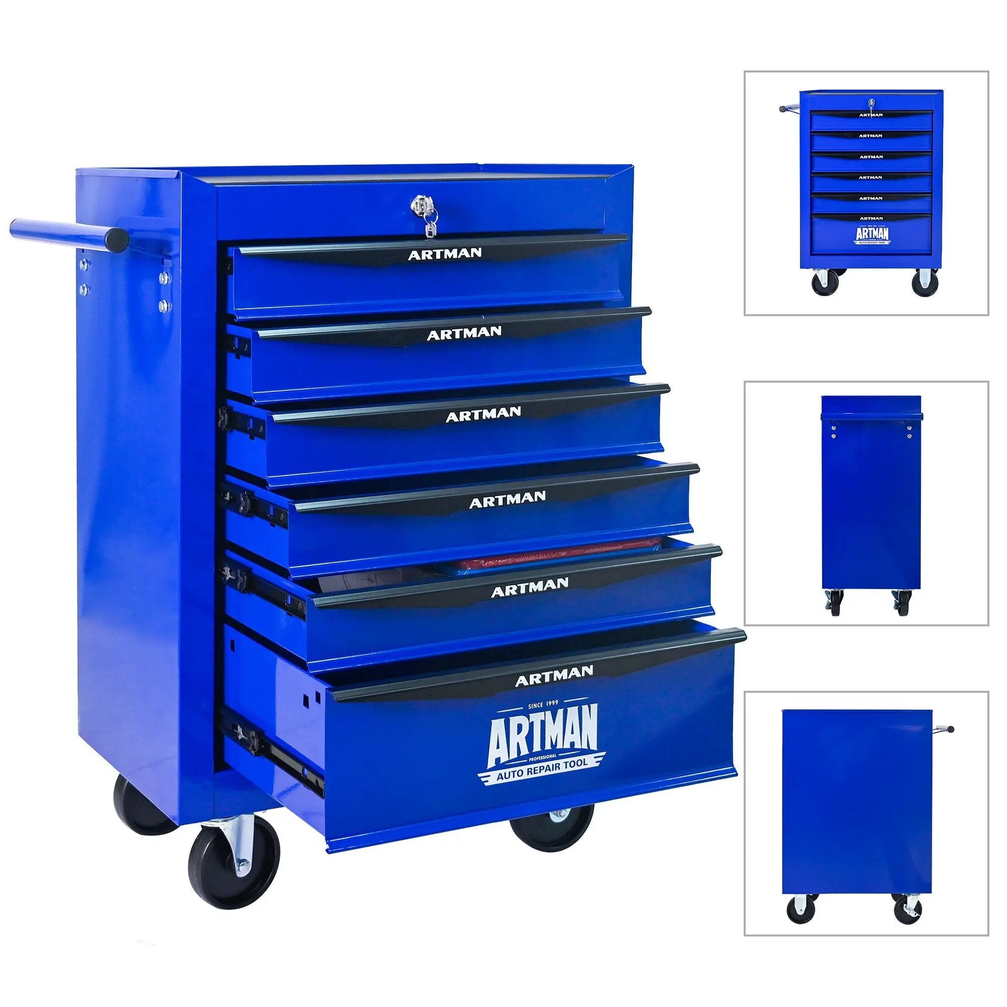 Rolling Metal Tool Chest With Drawers, Steel Storage Cabinet With Ball Bearing Slides by HouseOfZazla