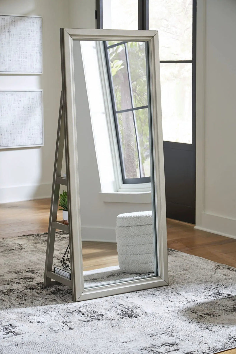 Evesen - Floor Standing Mirror With Storage - Champagne by Unique Piece Furniture