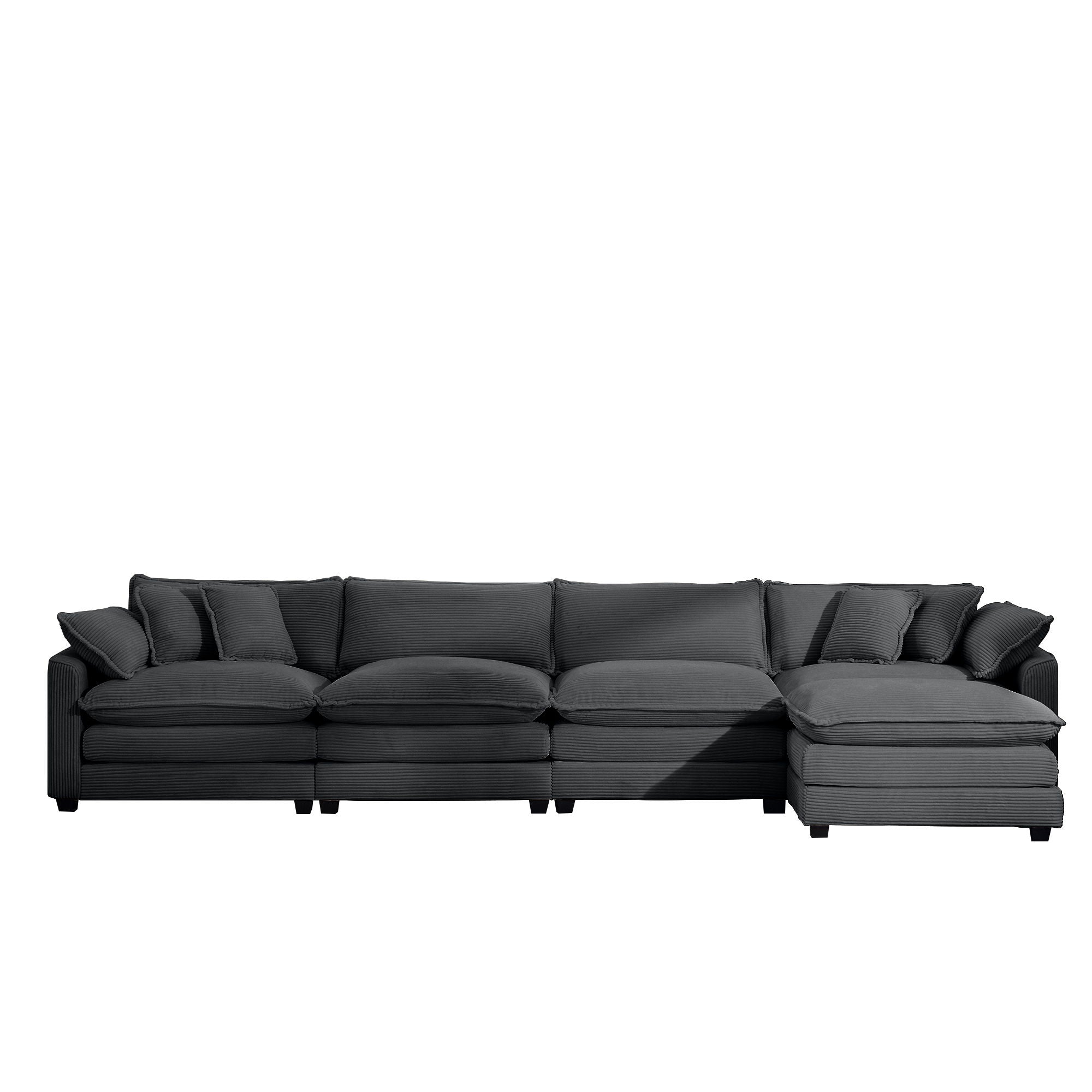 Modern Oversized Modular Cushion Sofa With Ottoman, Low Back, Deep Seating Sofa Set by Unique Piece Furniture