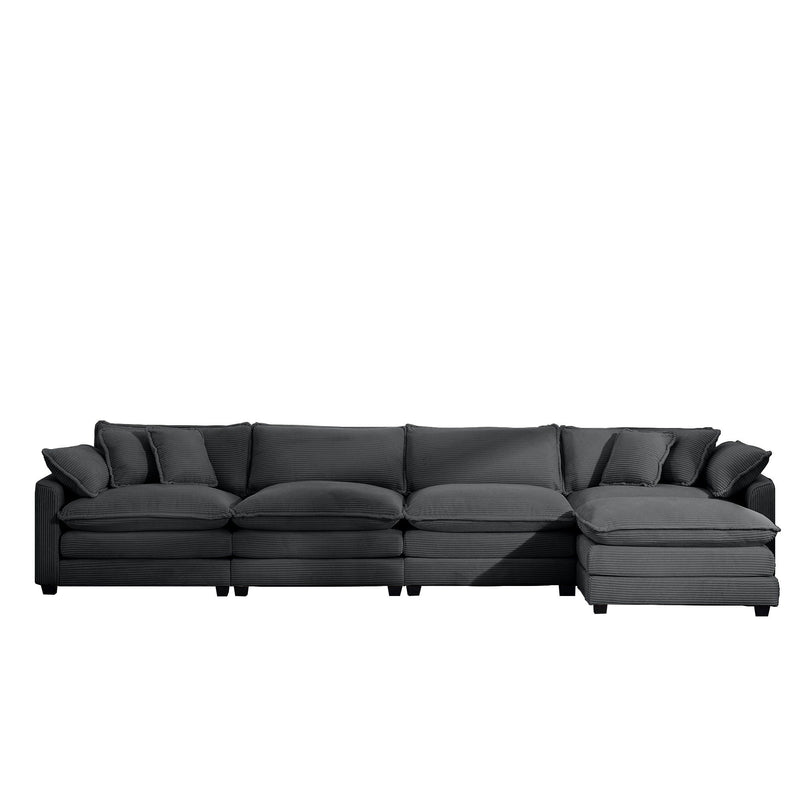 Modern Oversized Modular Cushion Sofa With Ottoman, Low Back, Deep Seating Sofa Set by Unique Piece Furniture