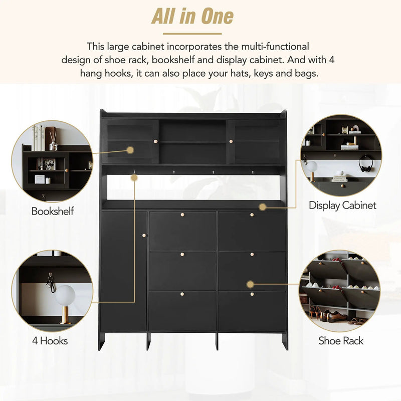 On Trend Multifunctional Tipping Bucket Shoe Cabinet With Storage Shelf & 6 Flip Drawers by HouseOfZazla