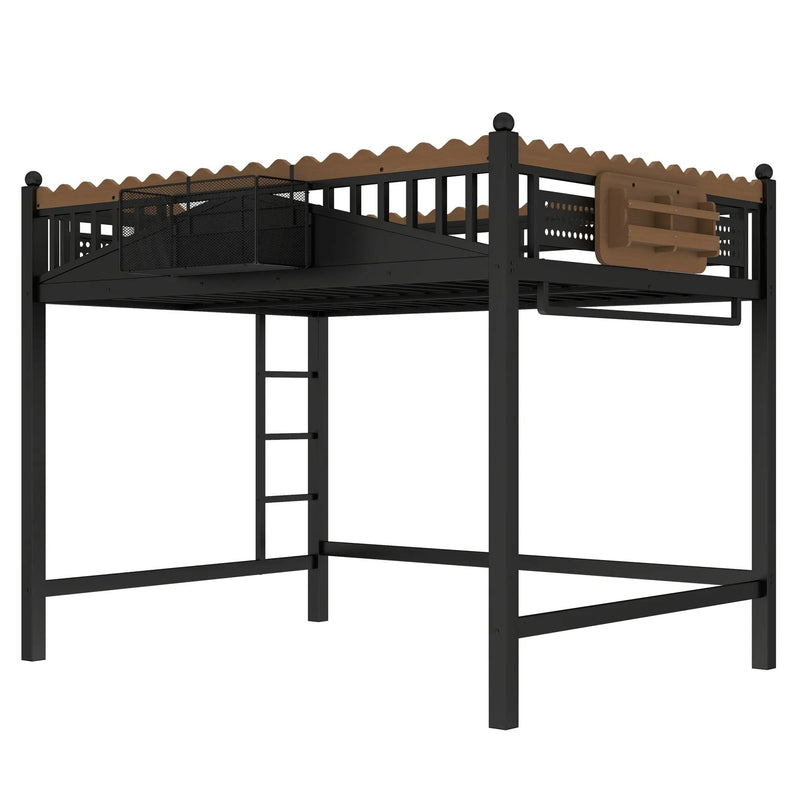 Full Size Loft Bed with Ladders and Storage Shelves by HouseOfZazla