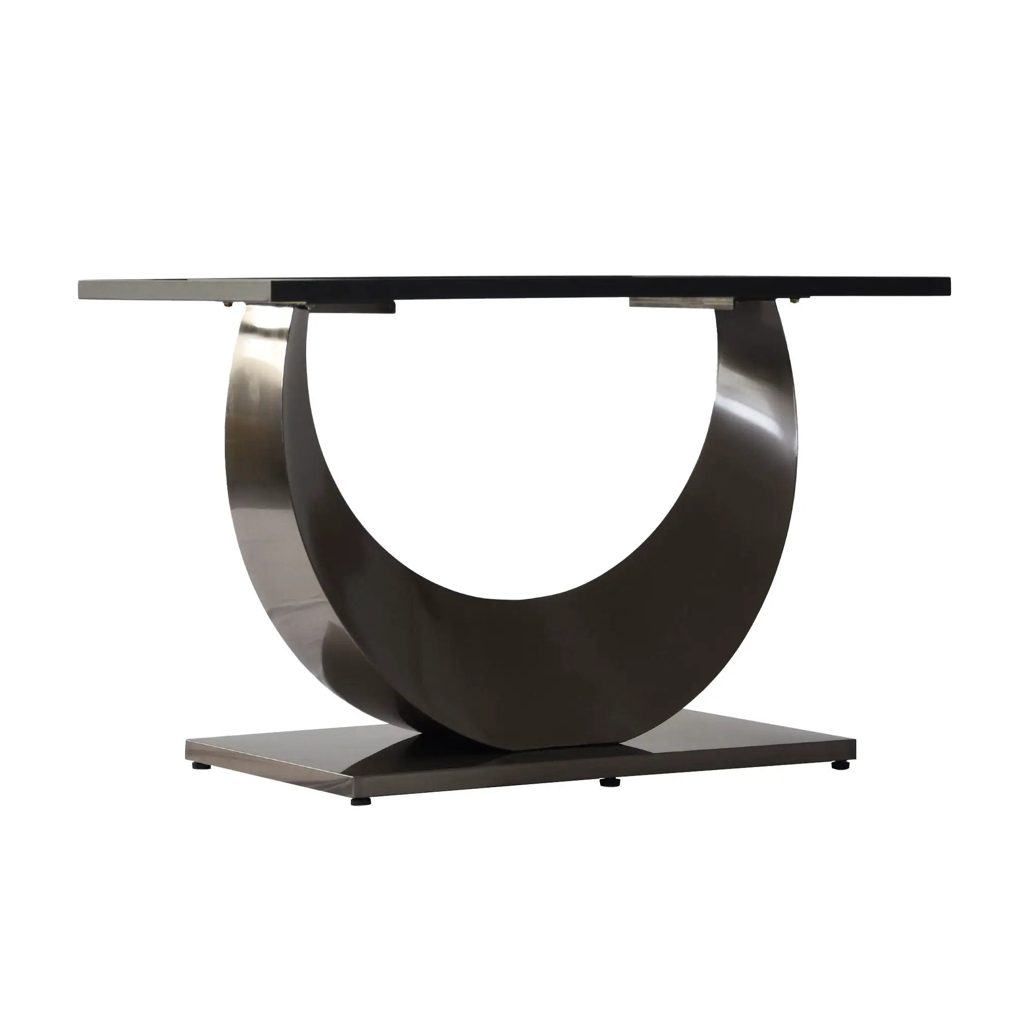 70.87" Modern Artificial Stone Crescent-Shaped Metal Legs, Can Accommodate 6-8 People - White / Black by HouseOfZazla