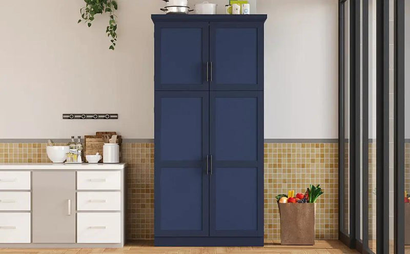 TOPMAX Freestanding Kitchen Pantry Cabinet with 4 Doors and Pull-Out Trays by HouseOfZazla