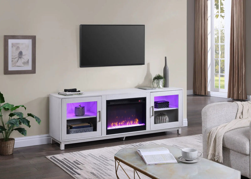 Summit - TV Stand Console With Fireplace - White Walnut Finish by Unique Piece Furniture