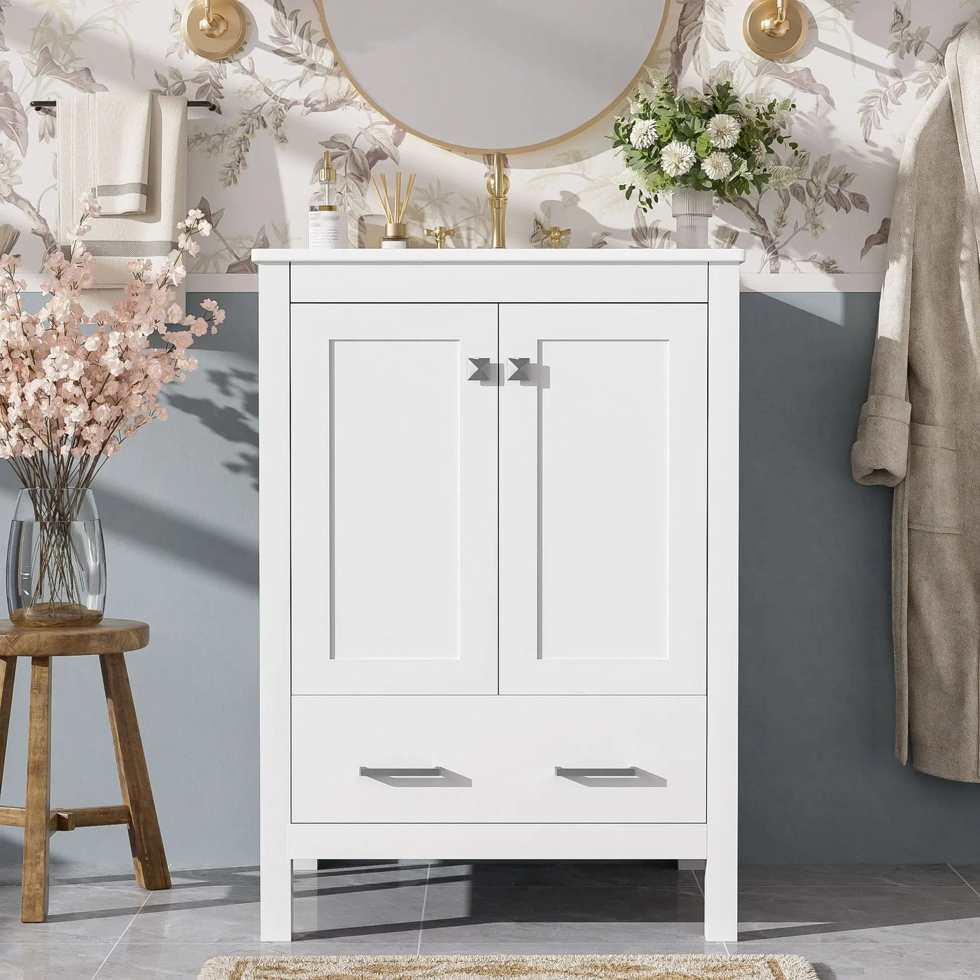 Bathroom Vanity With Integrated Undermount Ceramic Sink, 2 Doors And 1 Drawer, Soft Close Hinges by Unique Piece Furniture