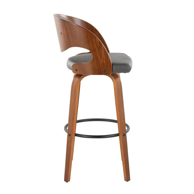 Pino - Mid Century Modern Fixed Height Barstool With Swivel & Round Footrest (Set of 2) by Unique Piece Furniture
