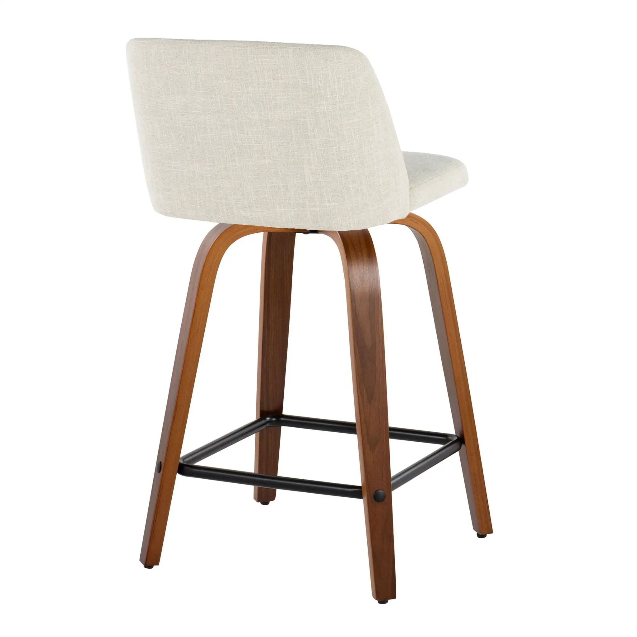 Toriano - Contemporary Fixed Height Counter Stool Swivel With Square Footrest (Set of 2) by HouseOfZazla