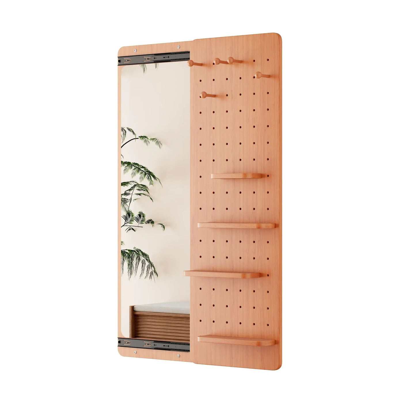 Wall Mounted Full Length Mirror With Shelf And Hook by Unique Piece Furniture
