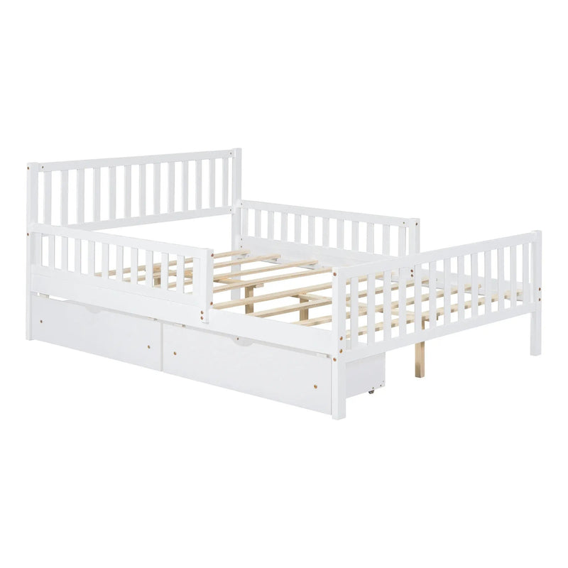 Platform Bed With Guardrails On Both Sides And 2 Storage Drawers by Unique Piece Furniture