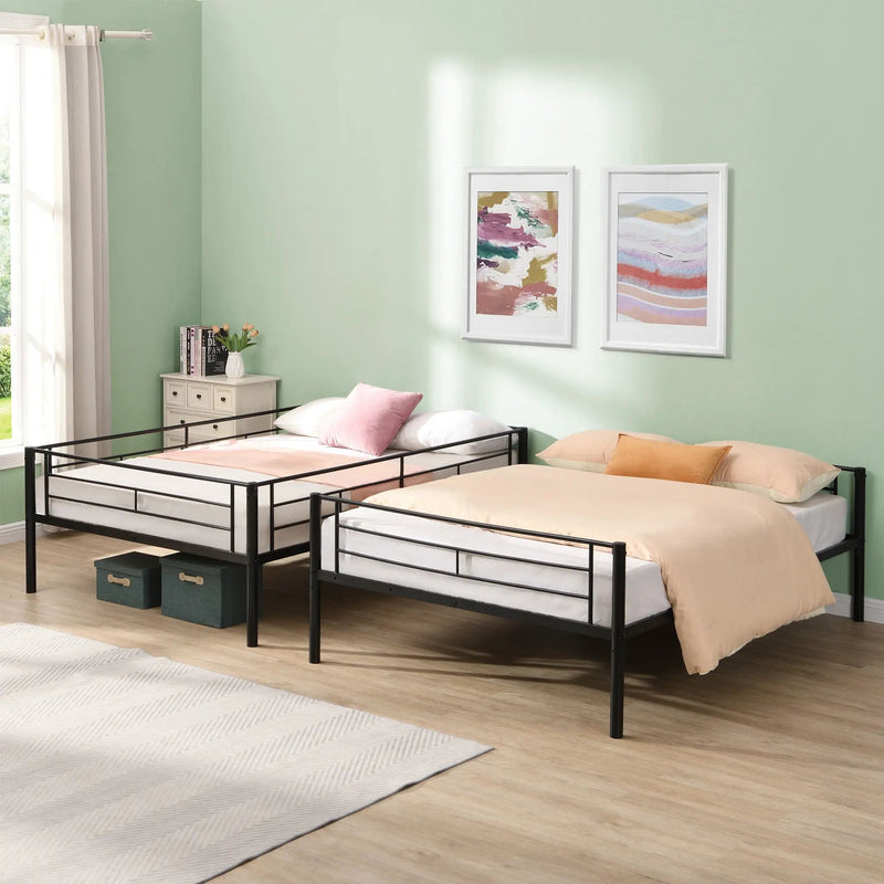 Modern Metal Bunk Bed, Full Over Full, No Box Spring Needed - Black by Unique Piece Furniture