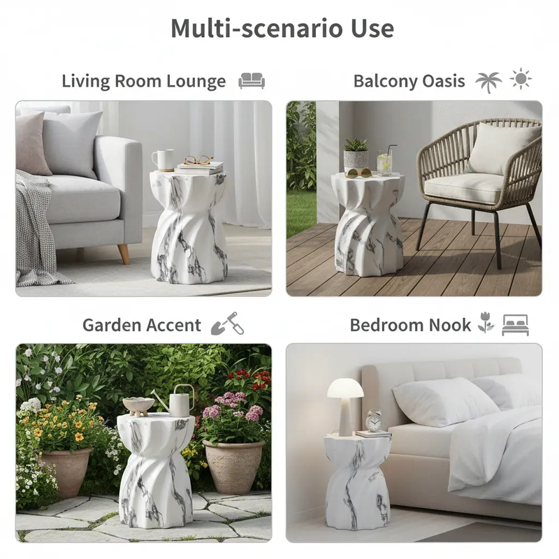 19.29"H Modern Outdoor Concrete Side Table by HouseOfZazla