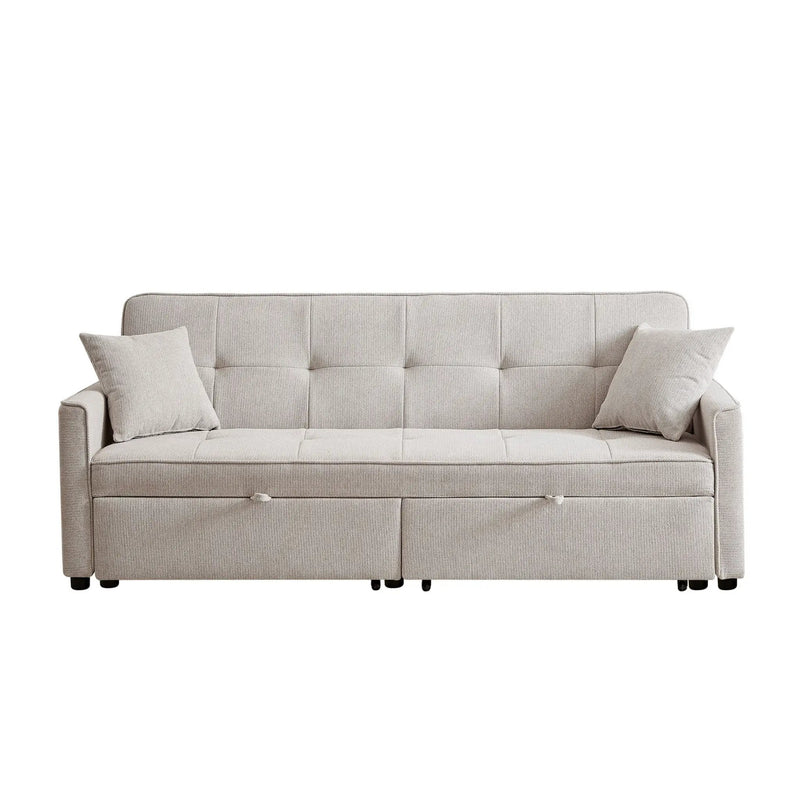 3 In 1 Convertible Sleeper Sofa Bed, Reclining Backrest, Pillows, Pockets by HouseOfZazla