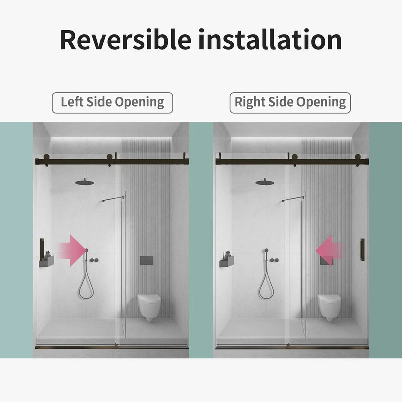 56-60" W x 76" H Frameless Single Sliding Soft-Close Shower Door by HouseOfZazla