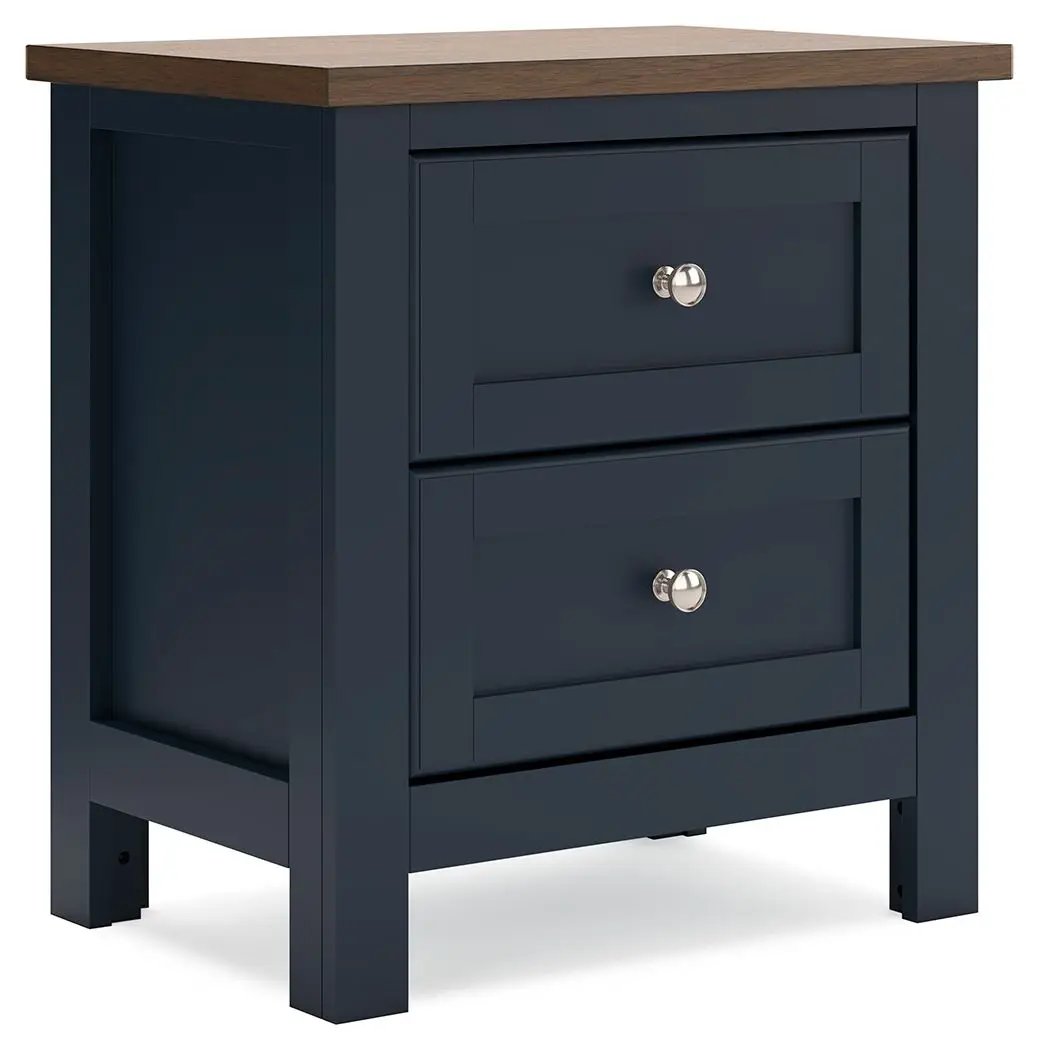 Landocken - Two Drawer Night Stand - Brown / Blue by Unique Piece Furniture