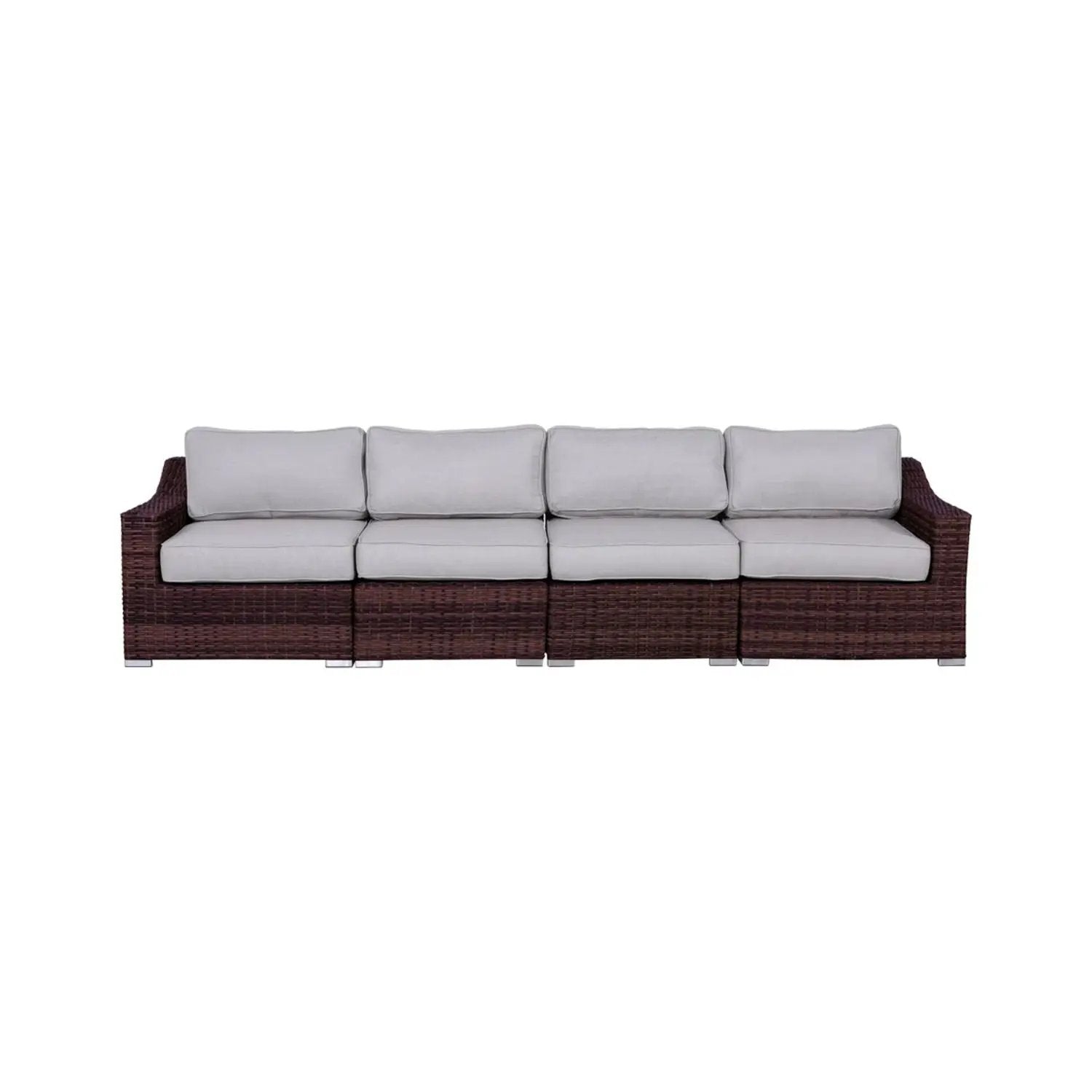 Contemporary Outdoor Rattan Wicker Sectional Seating Group With Cushions by HouseOfZazla