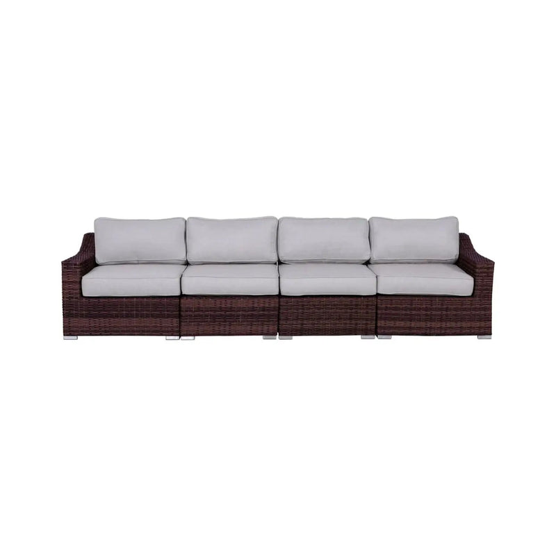 Contemporary Outdoor Rattan Wicker Sectional Seating Group With Cushions by HouseOfZazla