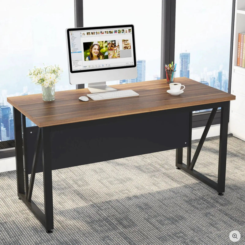 L-Shaped Executive Desk With Mobile File Cabinet, Large Home Office Workstation With Drawers And Shelves - Brown / Black by HouseOfZazla